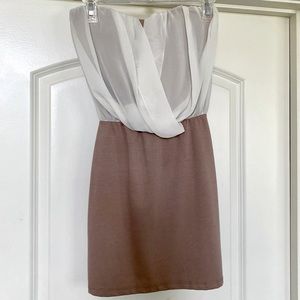 Adorable Bodycon Strapless Dress with White Sheer Accent - Never worn!🤍 🤎